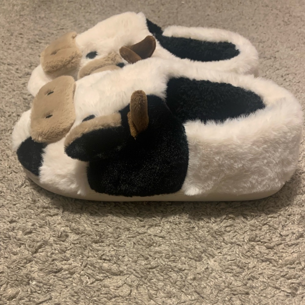 Comfortable warm cow slippers